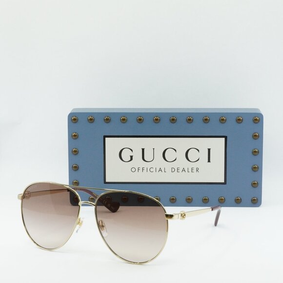 Gucci GG1088S 002 Aviator Sunglasses - Gold - Picture 1 of 9